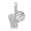 Solid 14K White Gold Basketball Hoop and Ball Penda