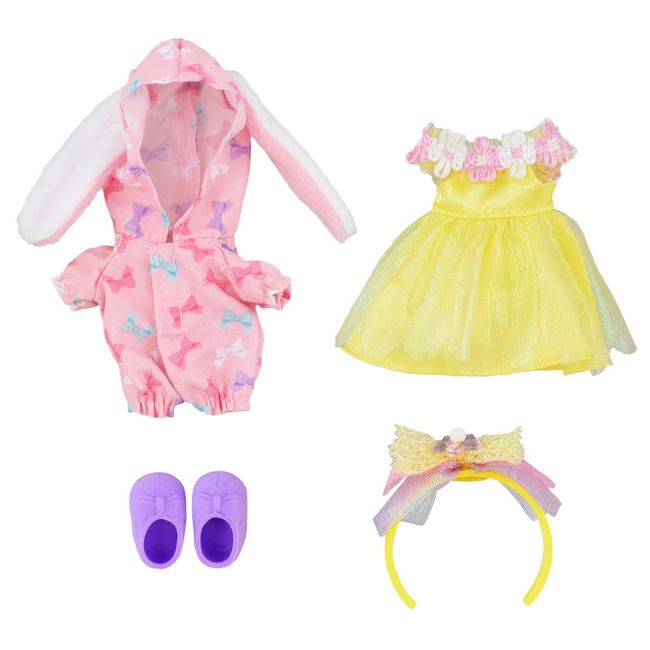 Takara Tomy Licca TAKARA TOMY Dress LW-21 Miki-chan Maki-chan Dress Set, Rabbit Pajamas and Flower Dress, Dress-Up, Doll, Pretend Play, Toy Safety Standards Passed, ST Mark Certified,