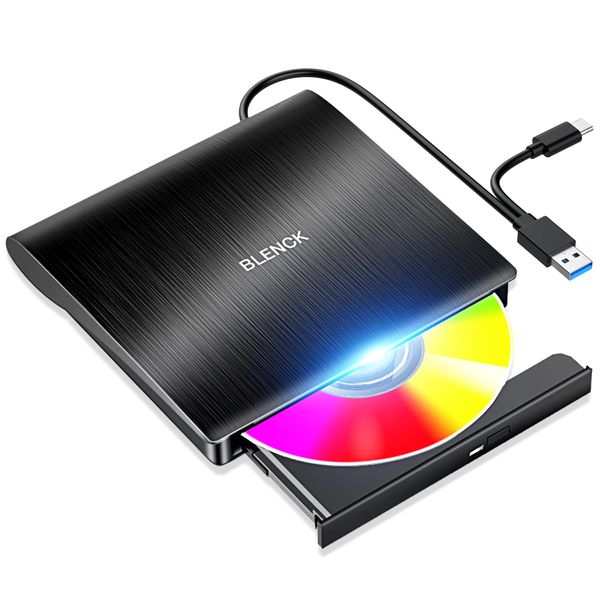 2023 Advanced Version USB 3.0 DVD Drive, External Portable CD Player, Type C/USB Port, Quiet, Fast, Lightweight, Slim, Compact, Laptop, Reading/Writing, Japanese Instruction Manual Included