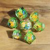 Liquid Core Resin Sharp Edged Polyhedral Dice Set, 7pcs - D&D RPG Dice, Butterfly Themed