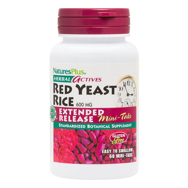 NaturesPlus Herbal Actives Red Yeast Rice, Extended Release - 600 mg, 60 Mini Tablets - Herbal Supplement - Vegan, Vegetarian, Gluten-Free - 30 Servings