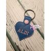 Aldi Quarter Holder, Aldi Heart Keychain, Blue with Pink tab