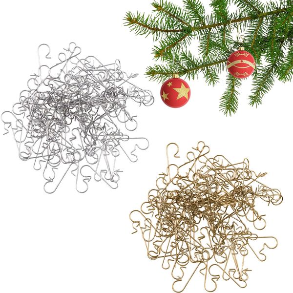 Symphonyw Christmas Ornament Hooks, 200 Pcs Christmas Tree Hooks Bauble Hooks Mini S Hooks Hangers Xmas Decoration Hanging Hooks for Christmas Tree Wreath Vine Party Balls Home Decor (Gold+Silver)