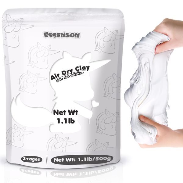 ESSENSON White Air Dry Clay, 1.1 LB Modeling Clay for Kids, DIY Molding Magic White Clay, Gift for Kids