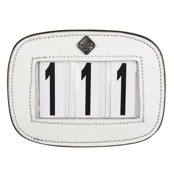 LeMieux Saddle Pad Number Holder in White - Durable Leather Material - Attaches Easily with a Strong Fixing Pin - One Size