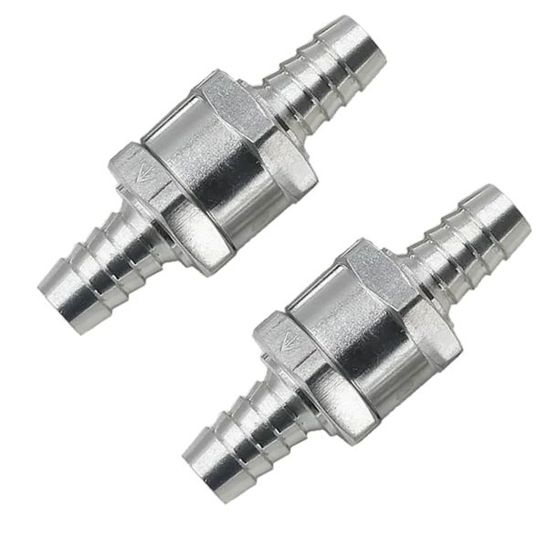 Bestgle 2Pcs 10mm One Way Check Valve, Aluminium Fuel Non Return Check Valve for Petrol Diesel Oil Water Chrome Car Auto Carburettor Low Pressure Systems