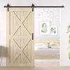 WINSOON Simple Sliding Barn Door Handle, Comfortable Handy Touch Gate Handle Pull Set, Premium Black Carbon Stainless Steel Body, Snugly Fits 7-3/4" Hole Spaces Wood Doors, Replace Old Pull Handles