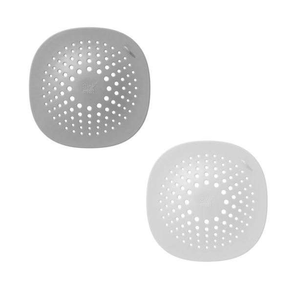 MINBOOT Drain Cover, Drain Net, Lid, Sink (Set of 2, Gray x White) for Bath, Garbage Catch, Kitchen, Bath, Hair Catcher