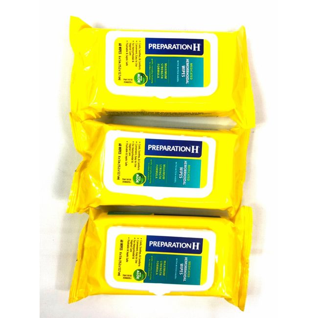 3X-Preparation H Wipes Refill 60 Ct Medicated, hemorrhoidal Care (180 Total)