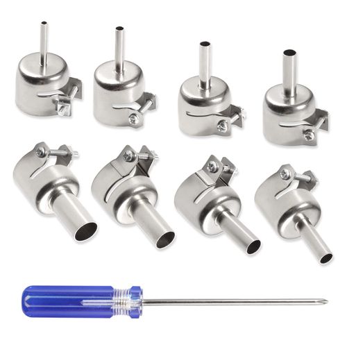 LEONTOOL Heat Gun Nozzle Kit Hot Air Gun Nozzle Hot Air Gun Nozzle Heat Gun Diagonal Nozzle 850 Hot Air for Soldering Station Circular Hot Gun Heating Gun 850 Repair Tools Accessories 3mm 4mm 5mm 6mm 7mm 10mm 12mm Set of 8