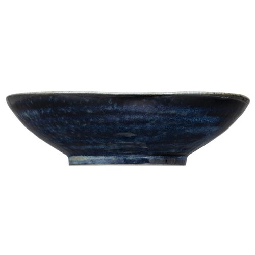 Mino Ware 131-0206 Kiln Hen Simmering Pot, Medium Bowl, Salad Bowl, Plate, Deep Plate, Dish, Diameter Approx. 6.7 x 1.9 inches (4.8 cm), Microwave Safe, Dishwasher Safe, Navy Blue, Navy, Made in Japan
