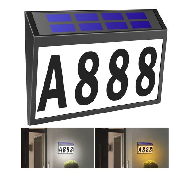 Solar House Numbers Light, T-SUNUS Lighted House Numbers Sign Plaque Address Numbers for Houses Waterproof LED Solar Powered Address Sign for Houses Mailbox Street Yard