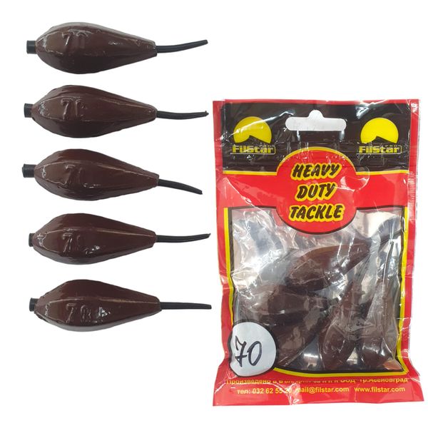 PRO FILSTAR Inline Grundblei Long Cast 5x70g - Blei Angeln - Angel Bleie Set - Grundangeln - Birnenblei Angeln - Blei Gewicht - Angelblei - Fishing Weights - Bleigewichte – Tropfenblei – Karpfenblei