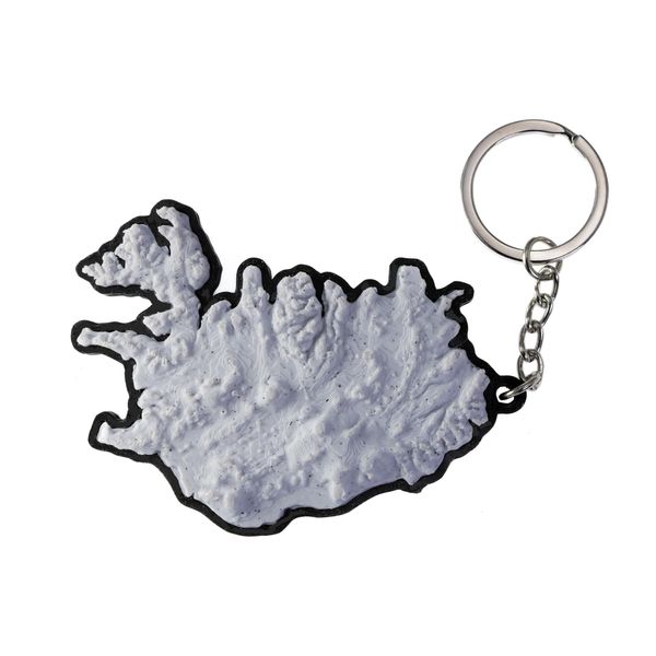 Generico Iceland 3D Topographic Keyring, Gray-black, One size