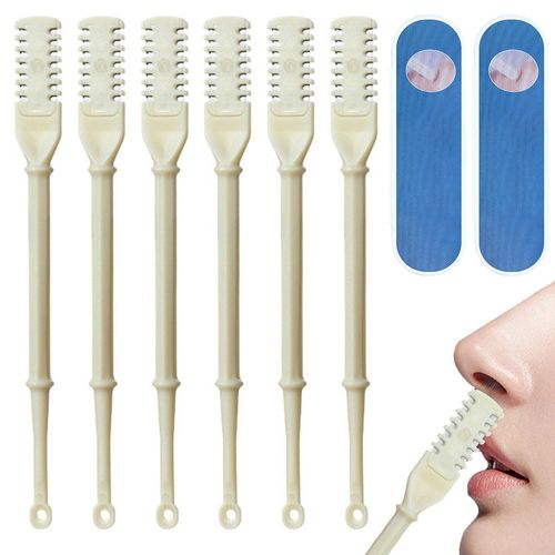 6 Pcs Manual Nose Hair Trimmer Portable Nasal Hair Cutter Rotating Nasal Hair Razor Cutter with Ear Picker Double Sided Nose Hair Knife for Men and Women