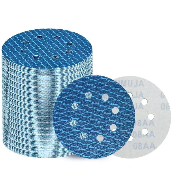 GZKTY 80pcs 125mm Sanding Discs, Orbital Sander Pads, 8-Hole Grit 60-400 Rhombic Shape Sanding Pads, Abrasive Resistant to Clogging for Orbital Sander