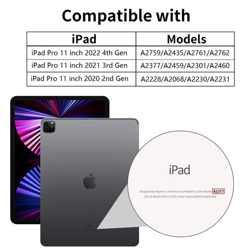 Wenlaty Compatible with iPad Pro 11 Inch Case 4th/3rd/2nd Generation with Pencil Holder, for iPad 11 Pro Case 2022/2021/2020, Trifold Slim Protective Cover with Soft TPU, Auto Wake/Sleep, Pine Green