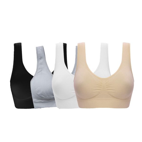 Women's Comfort Workout Sports Bra Low-Impact Activity Sleep Bras Pack of 4 L