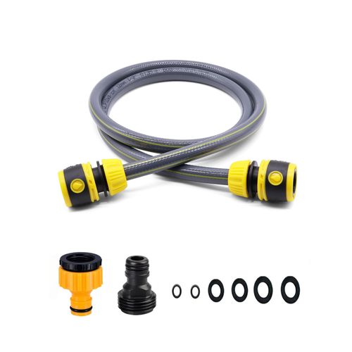 Topways Hose Connection Set for Garden Hose Reel, Plastic Hose Pipe Fitting Connection Kit Including 3/4'' Male Threaded, 2 in 1 Faucet Adapter, 1/2" Hose End Adapter, 1.3M Length of Pipe