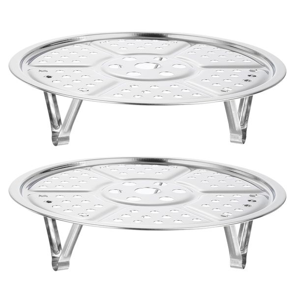 uxcell Stainless Steel Steamer Rug Set of 2 with Stand, 7.9" Diameter, Silver