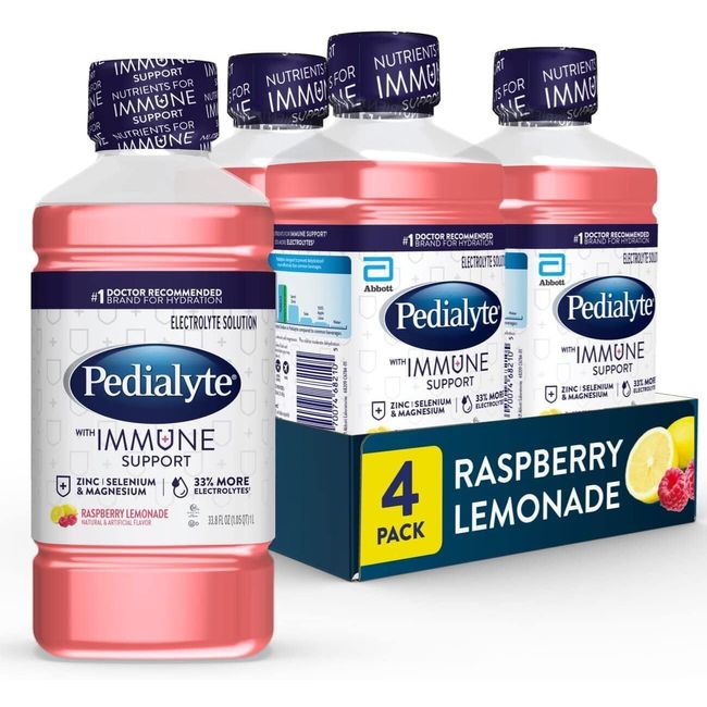 Pedialyte with Immune Support, Raspberry Lemonade, Electrolyte Hydration Drink