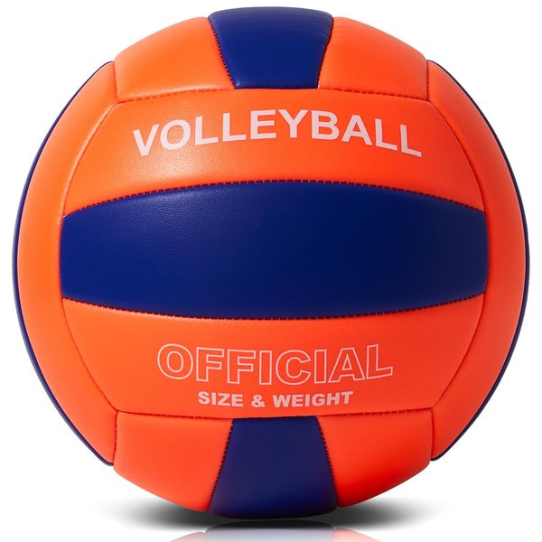 PECOGO Volleyball Size 5 Soft PU Leather Indoor Outdoor Volleyballs Sports Training Game Play Ball for Beginner, Teenager, Adult, 8.2