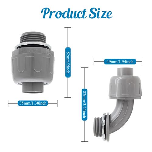 Moicstiy 10Pcs 1/2 Inch NPT Liquid Tight Connector Nonmetallic Electrical Conduit Connector Fitting, UL Listed PVC Flexible Conduit Fittings (5Pcs Straight + 5Pcs 90 Degree)