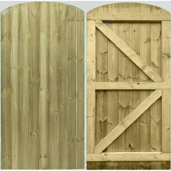 Wooden Featheredge Doom Garden Gate Pedestrian Gate Wooden Pressure Treated 6ft 180cm,(180cm High x 60cm wide x 6cm Deep) (180cm High x 90cm Wide x 6cm Deep)