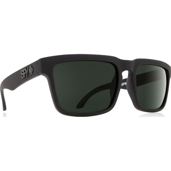 SPY Optic Helm, Square Sunglasses, Color and Contrast Enhancing Lenses, Soft Matte Black - Happy Gray Green Polarize Lenses