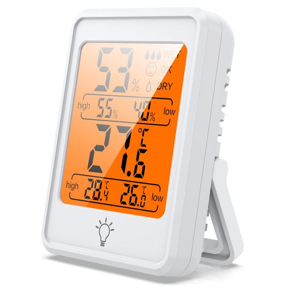 Hygrometer Thermometer Indoor Compact Thermometer Hygrometer Digital Thermohygrometer with LCD Backlight 1 Pack