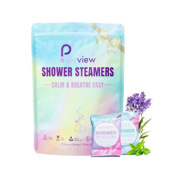 Poleview Shower Steamers Aromatherapy, 18 Pack Lavender, Menthol & Eucalyptus Shower Bombs with Essential Oils for Relaxation & Home Spa, Stress Relief Gifts for Women Men and Girlfriend