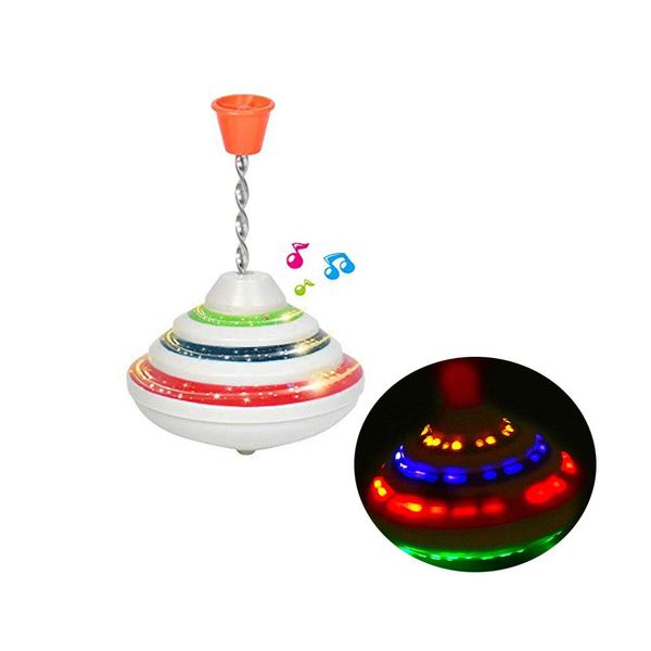 Push Down Spinning Top Toy with LED and Music Peg-top Hand Spinning Gyro Toy Gift for Kids