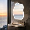 Chic Cloud-shape LED Bathroom Mirror Adjustable 3 Color Vanity Mirror w Demister