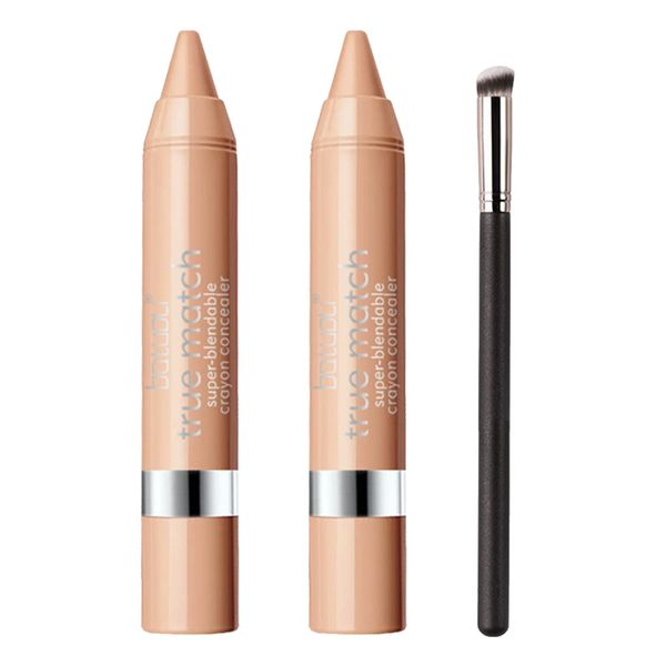 Abdeckstift, Concealer Beige, Concealer Contouring, Contour Beauty Stick mit einem Concealer Pinsel für perfektes Make-up, Make-Up mit variierbarer Deckkraft & sofortigem Weichzeichner Effekt, 2pc