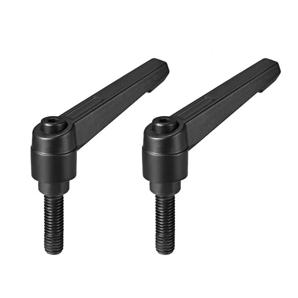 sourcing map M8 x 25mm Handle Adjustable Clamping Lever Thread Push Button Ratchet Male Threaded Stud Knobs Locking Rotating Screw Handles Quick Release Bolt Black 2pcs