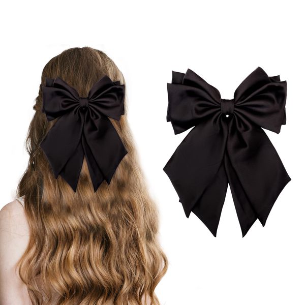 Hair Bows for Women Girls Big Bow Hair Clips Black Hair Bow Metal Clip Hair Accessories Bows for Girls Women 1PCS