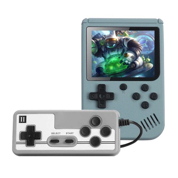 CZT Macaron Retro Video Game Console Double Player Handheld Game Console Built-in 800 Games AV Out Electronic Game Device Children's Portable Game Console (Grey)