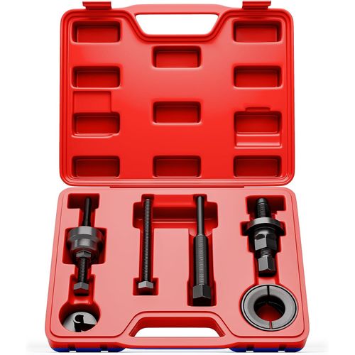 Power Steering Pump Pulley Removal Tool,Power Steering Pulley Puller/Installer Tool Set,Pump Pulley Puller Remover and Installer Set Tools Compatible with Ford, GM, VW and Chrysler Vehicles (Blue)