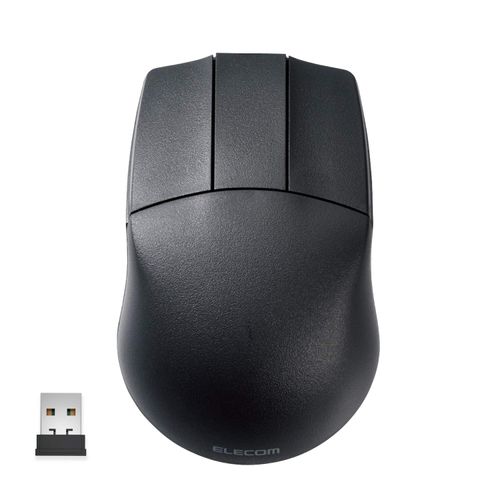Elecom M-CAD01DBBK Mouse Wireless (Receiver Included) Medium Size for CAD, 3 Buttons, Wheelless, Symmetrical, 600/1200 Count, 2 Levels Adjustment, Black