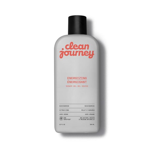 cleanjourney Body Wash, EWG Verified Shower Gel with Niacinamide and Glycerin, Clean Ingredients, Vegan, Energizing, Citrus Zing, 354 mL