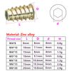Qrity 20 Pcs Hex Socket Screw-in Nuts Fastener M4x8mm, Zinc Alloy Ladder-shaped Threaded Insert Nuts, Interface Hex Socket Drive