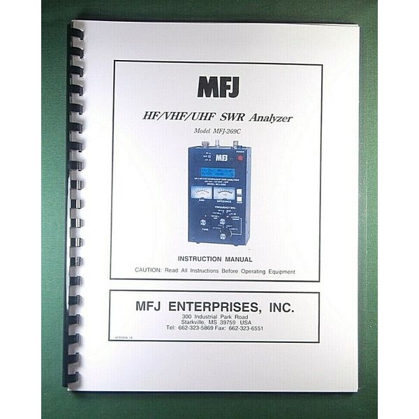 MFJ 269C SWR Analyzer Instruction Manual: w/Clear Protective Covers!
