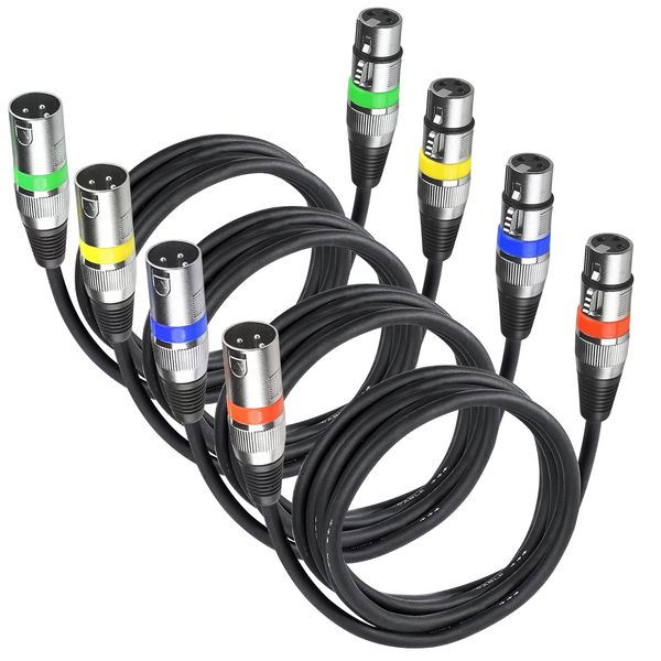 4Pack Dmx Kabel 3m 3 Pin XLR Kabel 3m, XLR Kabel Set 3 Poliges Dmx Signalverbindungskabel Dmx Light Cable, Dmx Lichtsteuerung Kabel Kanone für Dmx Controller Moving Head Bühnenscheinwerfer