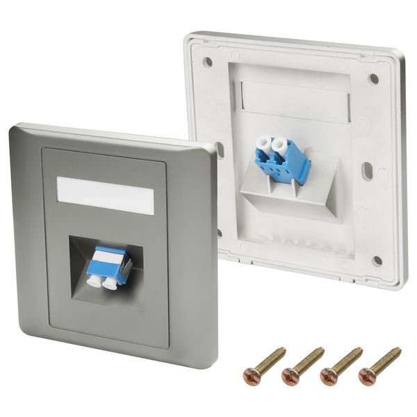 XMSJSIY LC to Fibre Optic Wall Plate Duplex Coupler Patch Panel Connector Single-Mode Multimode Module Socket for Network LAN Panel Mount - Pack of 2