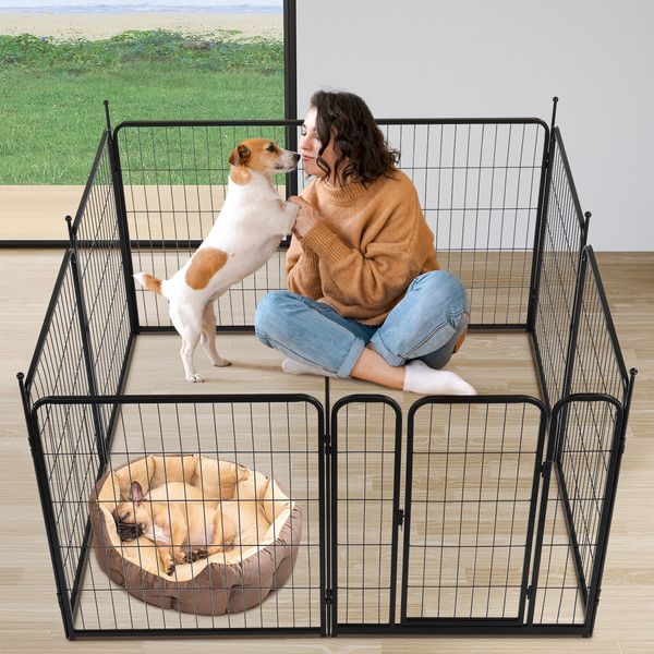 Dog Playpen 32" 8 Panel Adjustable Exercise Pen Pet Playpen Fence Indoor Outdoor