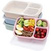 Bento Lunch Box 4 Pack Set Wheat Straw Meal Food Storage Containers 3Compartment