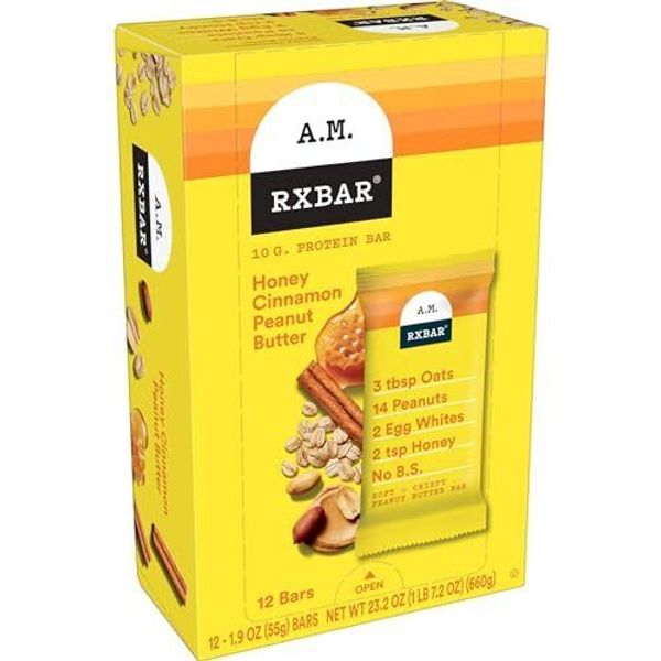 RXBAR A.M. Protein Bars Protein Snack Breakfast Bars Honey Cinnamon Peanut Bu...