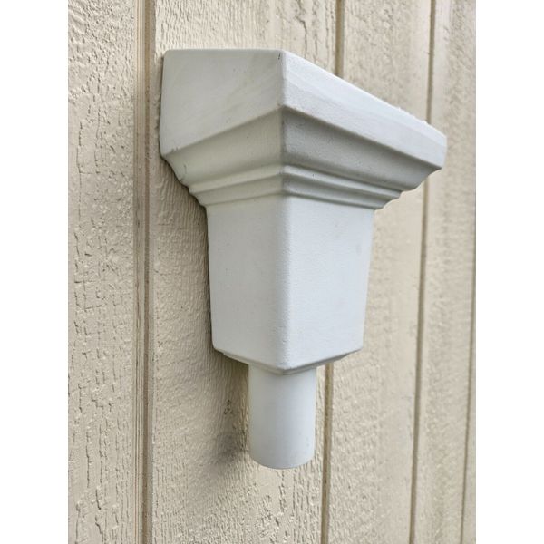 Conductor Head Scupper Box One Piece Molded Plastic 2" Drain Outlet Garden Shed