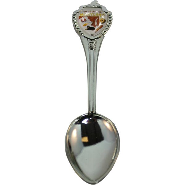 Unknown Silver Shield-shaped Souvenir Teaspoon - 1pc, Zinc Alloy, 3.5" MD
