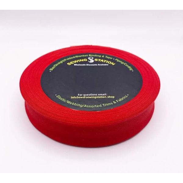 SEWING STATION 1” Double FOLD Poly/Cotton BIAS Tape 25 Yards (Red)